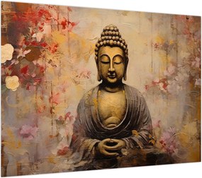 Obraz na szkle - Budda, malarstwo (70x50 cm)