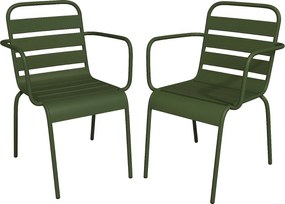 Zestaw 2 metalowych foteli ogrodowych ustawianych w stosy - Khaki - MIRMANDE