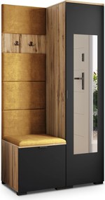 Masseno Garderoba VIRA 95/181/51 cm Nowoczesna Szafa do Przedpokoju Dąb wotan, MONOLITH 48 (Żółty)