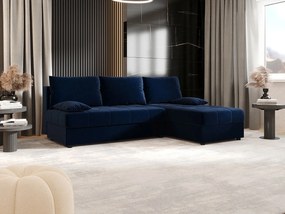 BEDANTE narożnik MOS L Itaka 10 prawa ciemnoniebieski z funkcją spania sofa w kształcie litery L z pojemnikiem na pościel