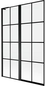 Mexen Mist L parawan nawannowy 2-skrzydłowy lewy 120 x 150 cm, czarna kratka, czarny - 8A9L-120-011-70-77-L