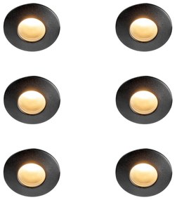 Zestaw 6 nowoczesnych reflektorów wpuszczanych czarnych IP44 - Gap