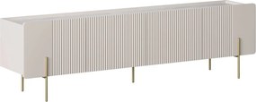 Szafka RTV Malmi 200 cm - kaszmir / crema bianca / złote nóżki