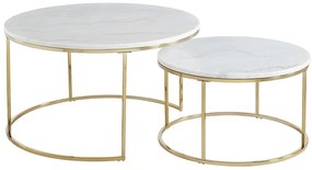 Wsuwane stoliki kawowe ANGELA marki Pascal Morabito - Marmur i metal - Biel i złoto