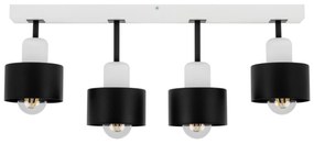 Czarno-biała lampa sufitowa, czteropunktowy spot DSC60x7WE z drewna i