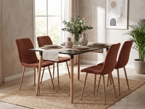 Kasztanowo brązowe aksamitne krzesło LAVA