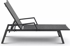 Leżak ogrodowy Pateri czarny technorattan regulowany basenowy tarasowy 193cm