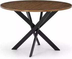 Stół okrągły Stockholm 100 cm loftowy – blat MDF / spiek marmur, metalowe nogi czarne