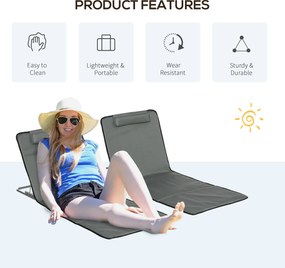 Outsunny Zestaw 2 mat plażowych, regulowany, składany, 124Dł x 53Szer x 37-50Wys cm, Szary