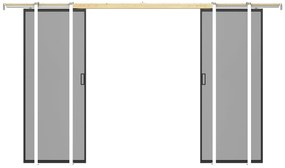 Drzwi przesuwne podwójne z ukrytym systemem przesuwnym – aluminium i szkło hartowane przydymione – 2 x wys. 205 x dł. 83 cm – LINCI II