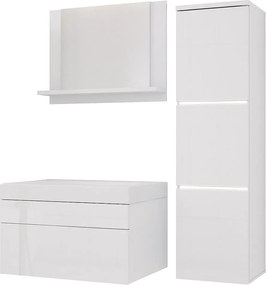 Zestaw mebli łazienkowych, Matowa biel, Połysk biały, 90 x 110 cm
