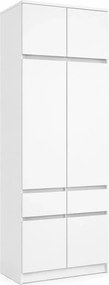 Biała minimalistyczna dwudrzwiowa szafa z nadstawką 100 cm K6-T48