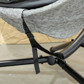 Outsunny Jajowaty kosz huśtawkowy, huśtawka z funkcją huśtania i składanym koszem, krzesło ogrodowe, uchwyt na kubek, Szare