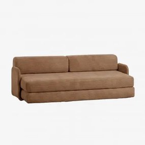 Sofa Rozkładana Dwuosobowa Z Weluru Pakowana Próżniowo Kyoto Sztruks Brąz Karmelowy - Sklum