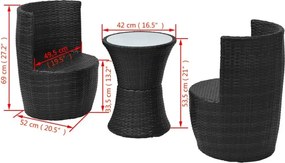 Zestaw czarnych mebli ogrodowych - Lisga