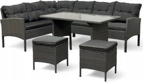 Duży zestaw mebli ogrodowych z narożnikiem Cuba 079 szary, poduszki szare