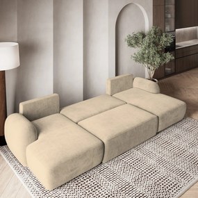 Masseno Narożnik SAVONA z funkcją spania i pojemnikiem na pościel Narozniki U, Rozkładana sofa - Beżowy, PAROS 02