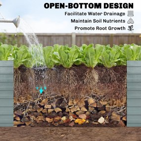 Outsunny zestaw dwóch ocynkowanych podwyższonych grządek, 180 x 90 x 60 cm, metalowe grządki z bezpiecznymi krawędziami, srebrny | Aosom PL