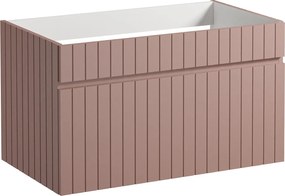 Szafka pod umywalkę wisząca ryflowana różowa - 80 cm - SATARA
