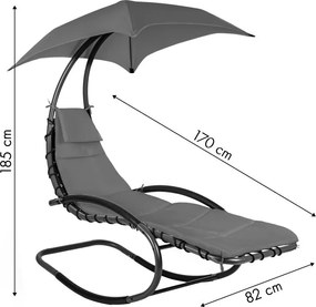 Bujana leżanka ogrodowa z daszkiem Casaro 158, szary