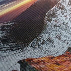 Obraz - Zimowa panorama górska (z zegarem) (90x30 cm)
