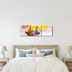 Obraz - Obraz statku (z zegarem) (90x30 cm)