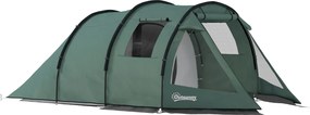 Outsunny Namiot kempingowy dla 3-4 osób, dwa pomieszczenia, okno siatkowe, zielony, 4,75 x 2,64 x 1,72 m