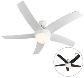 Wentylator sufitowy z lampa i pilotem biały z drewnianym nadrukiem 132 cm z pilotem - Cool Nowoczesny Oswietlenie wewnetrzne