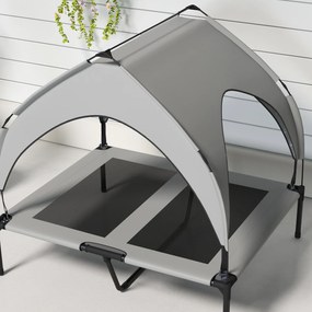 PawHut Legowisko dla Psa z Baldachimem, Oddychające, Wodoodporne, do 30 kg, 91 x 76 x 89 cm, Jasnoszary