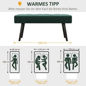 HOMCOM Ławka Tapicerowana Łóżkowa Zielona z Wzorem X | Aosom PL