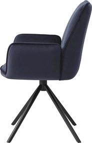 Krzesło do jadalni MCW-G67 (zestaw 6 sztuk),  antracytowo-niebieski, czarne nogi