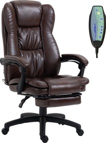 Vinsetto Fotel biurowy ergonomiczny z masażem regulowane siedzisko brązowy 68x68x119-127 cm | Aosom PL