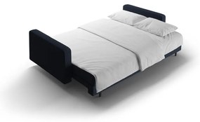 Ciemnoniebieska rozkładana sofa ze schowkiem z materiału bouclé 222 cm Bali – Cosmopolitan Design