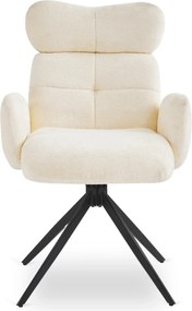 Krzesło Tapicerowane Obrotowe ALVARO Kremowe Boucle Nowoczesne