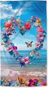 Szybkoschnący ręcznik plażowy FLOWER LOVE kolorowy 70 x 140 cm, 100% mikrofibra