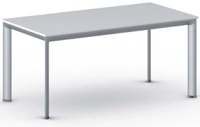 Stół konferencyjny do biura PRIMO INVITATION, 160x80 cm, szaro-srebrna podstawa, biały