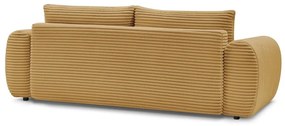Musztardowa sztruksowa rozkładana sofa 257 cm Lucien – Bobochic Paris