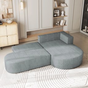 Masseno Narożnik CORTIO z funkcją spania i pojemnikiem na pościel Narozniki L, Rozkładana sofa - Jasnoszary, POSO 55