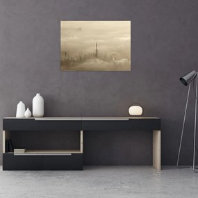 Obraz na szkle miasta w chmurach (70x50 cm)