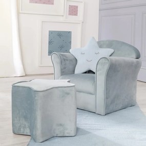 Jasnoniebieski aksamitny fotel dziecięcy Lil Sofa – Roba