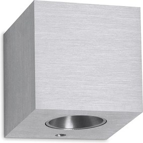 Aluminiowy kinkiet BRICK w nowoczesnym stylu - Szeroko?? 6,5 x wys. 7,2 cm - szczotkowane aluminium - 3W LED SMD - 3K - 110° - IP20