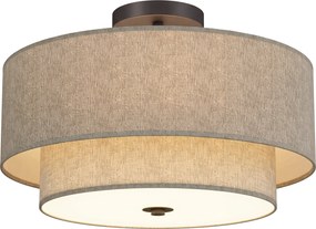 HOMCOM Lampa sufitowa, lampa wisząca z podwójnymi abażurami w lnianym wykończeniu, taupe | Aosom PL