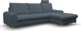 Masseno Narożnik VERONA z funkcją spania i pojemnikiem na pościel Narozniki L, Rozkładana sofa - Niebieski, LOFT 14