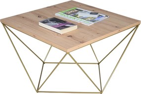 Druciany stolik kawowy dąb artisan+ złoty G7-C86