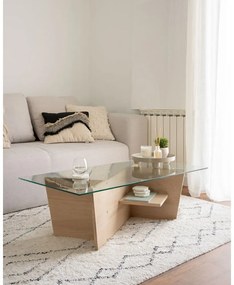 Stolik ze szklanym blatem w naturalnym kolorze 60x110 cm Balwind – Kave Home
