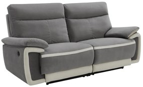 Kanapa 3-osobowa z weluru z elektryczną funkcją relax METTI - Szara z pasami ecru