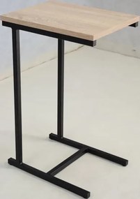 Stolik boczny w stylu industrialnym czarny + dąb sonoma - Liros 4X