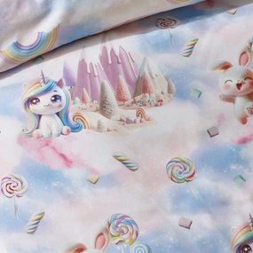 Niebiesko-różowa pościel dziecięca jednoosobowa 135x200 cm Candy Unicorn – Catherine Lansfield