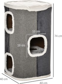 PawHut Drapak do ostrzenia pazurów dla kota beczka dla kota 3 poziomy meble dla zwierząt kolor szary + biały