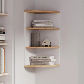 Półka narożna biały/złoty dąb 30x30x60 ecki